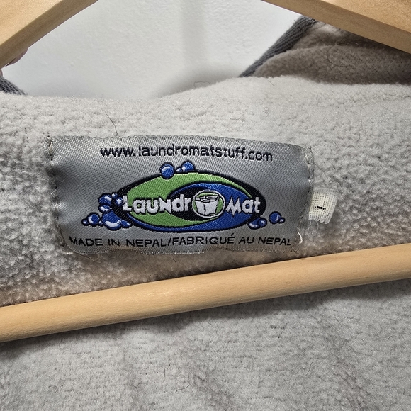 Laundromat Striped Hooded Jacket with Blue and Brown Tones 100% Wool Heavy Knit - Picture 7 of 16